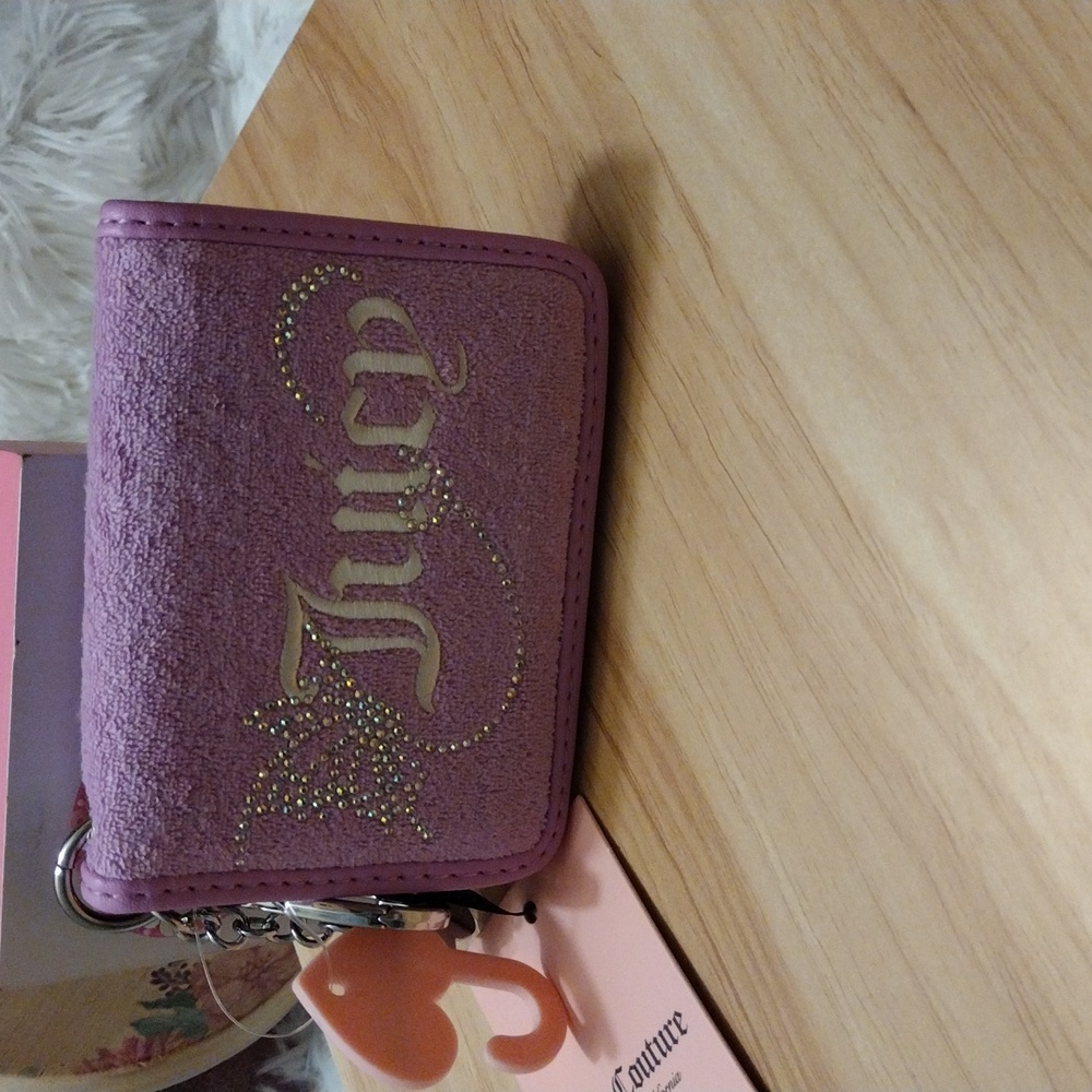 Juicy Couture Violet Tulle Wing It Card Case  with Heart Charm Key Fob 🦋✨ 🆕 - Picture 8 of 12